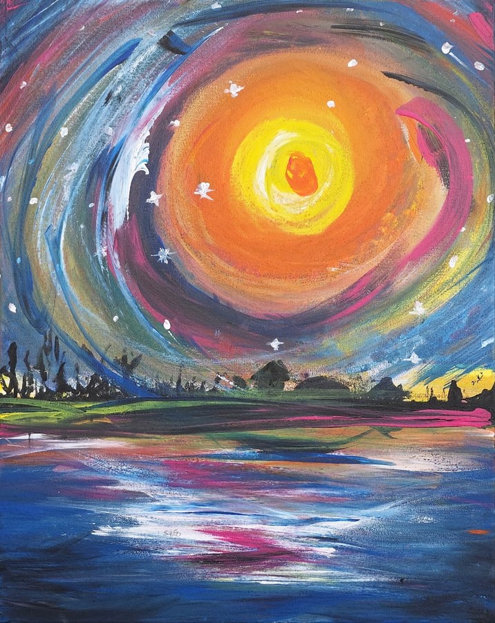 Night sky, acrylic