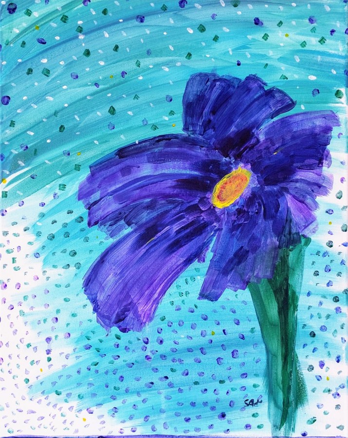 Purple flower, acrylic